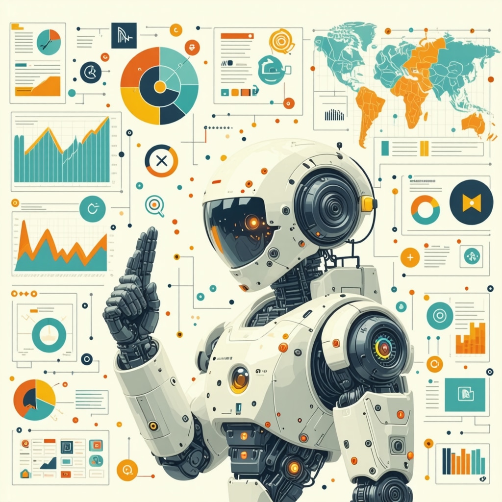 Illustration of AI-powered local SEO techniques with schema markup, voice search, and analytics.