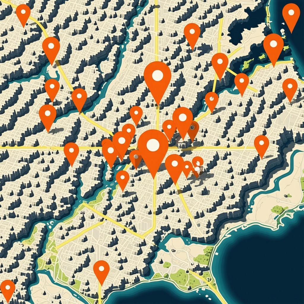 Augmented reality map overlay showing local business locations with immersive features.