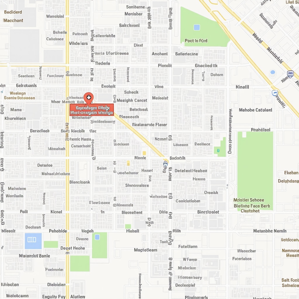 Illustration of a neighborhood map with keywords mapped by geographic and intent factors