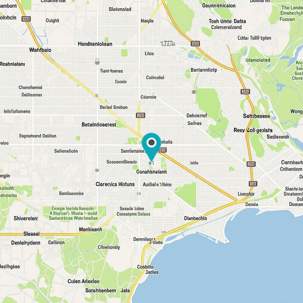 A detailed digital map showing local business zones with data overlays and analytics dashboards.