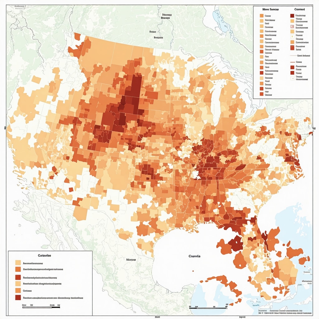 A colorful map with data overlays highlighting customer density and competitor locations.