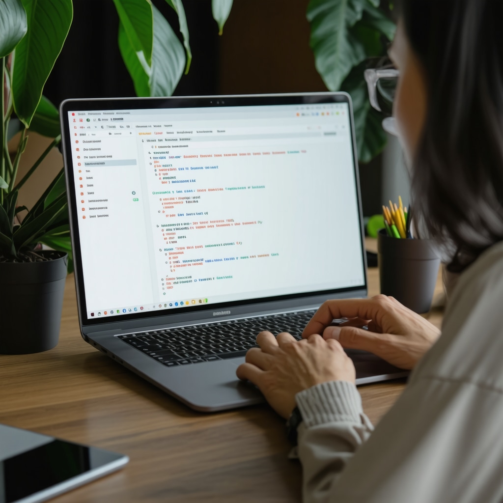 Developer coding schema markup on a website for local SEO enhancement.