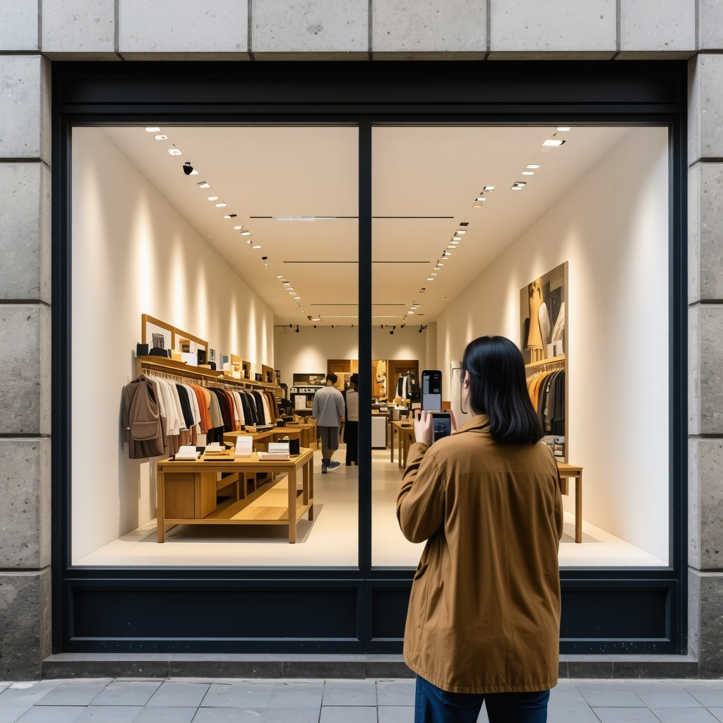 Customer exploring store through augmented reality app.