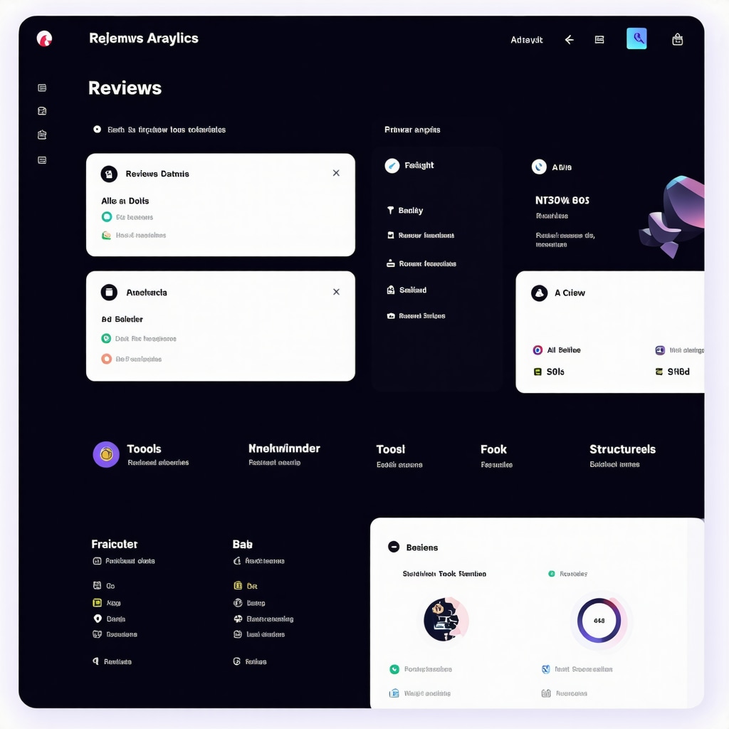 Digital dashboard showing review metrics, structured data, and AI analytics for local SEO