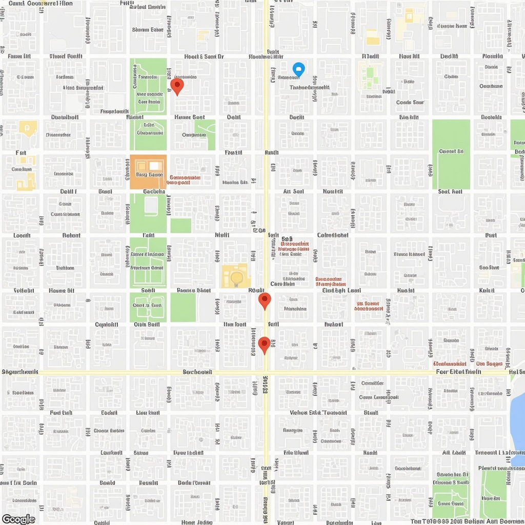A detailed neighborhood map showing local businesses, reviews, and nearby landmarks.