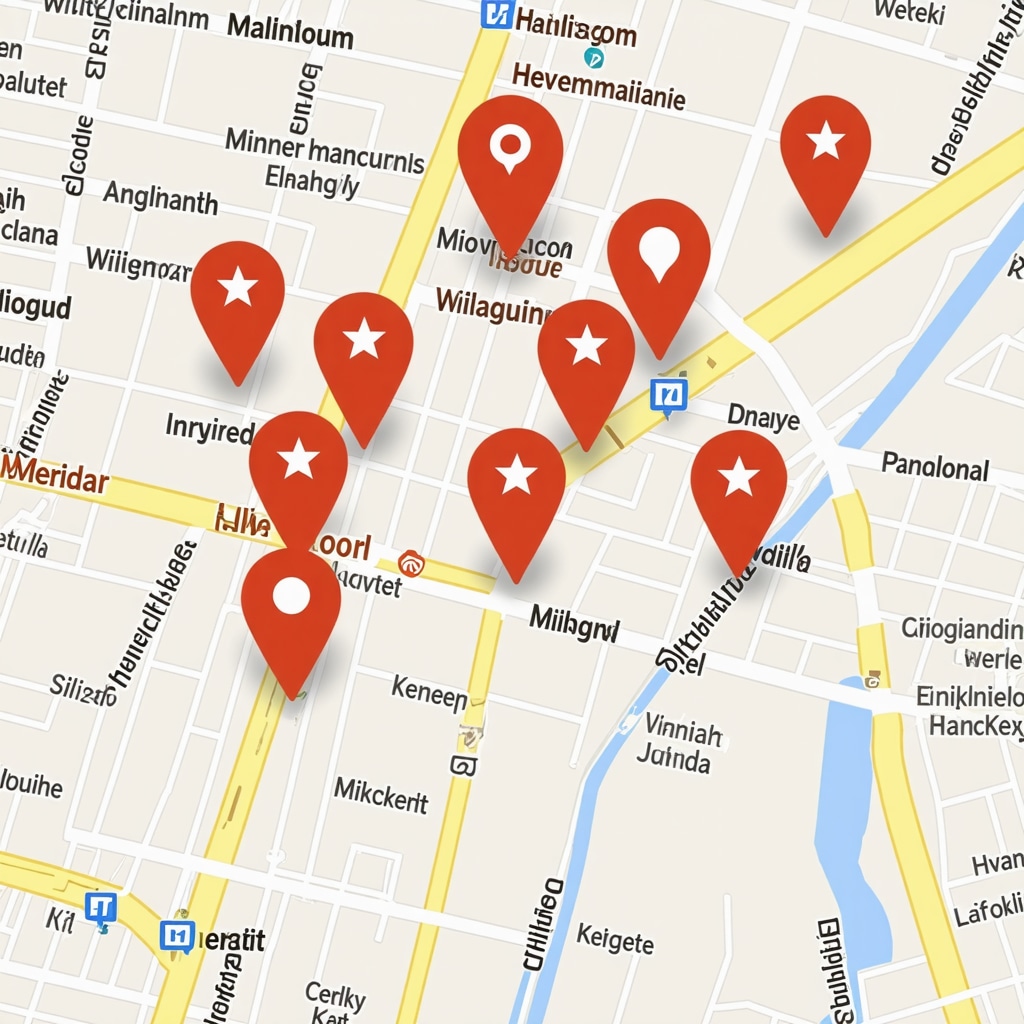 Digital map showing interconnected local businesses, reviews, and backlinks emphasizing SEO authority.