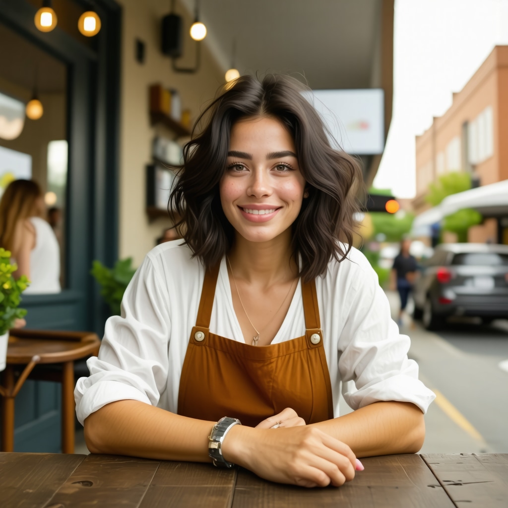 Local influencer and small business owner at community event in neighborhood