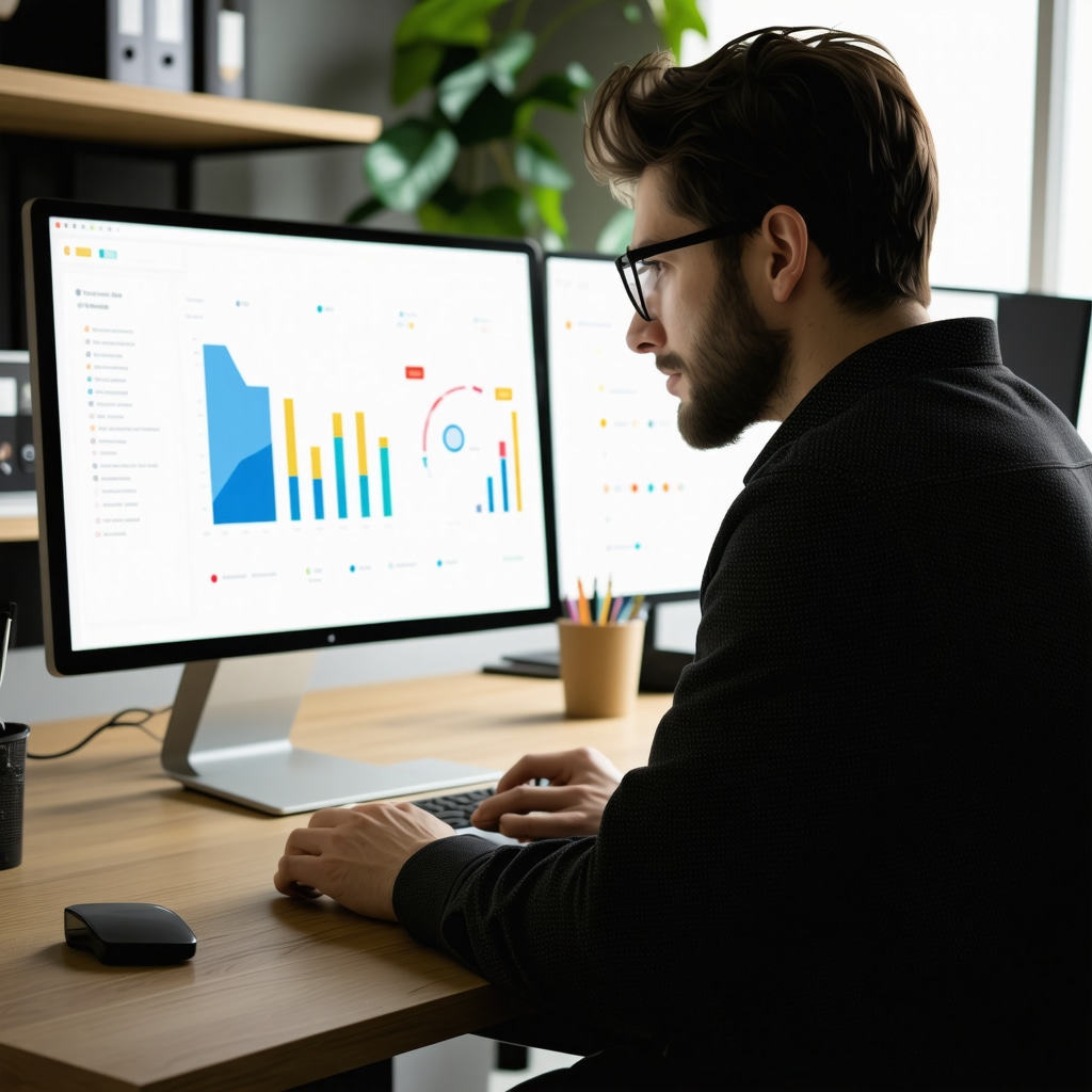 Business owner reviewing local SEO analytics with digital tools