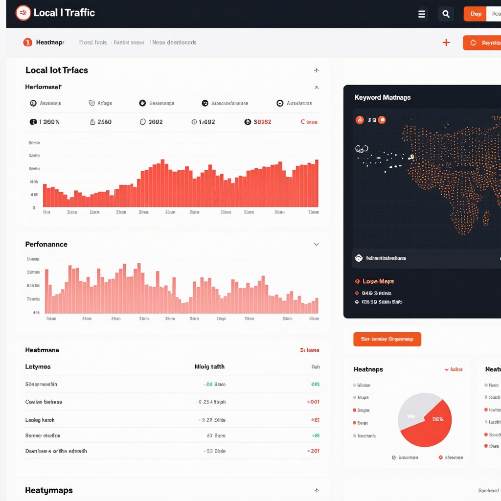 A detailed dashboard showing local traffic, heatmaps, and keyword metrics for GMB optimization
