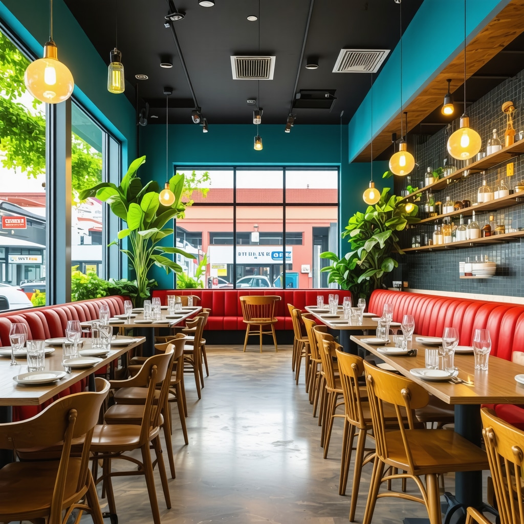 Professional photo of a contemporary restaurant interior