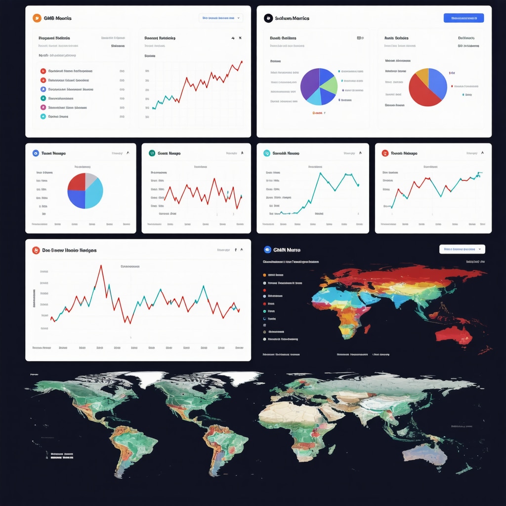 Heatmap and trend lines visualizing Google My Business metrics across multiple locations