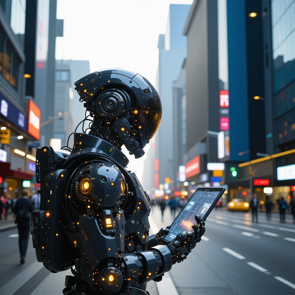 Futuristic verification methods with AI, blockchain, and biometrics in a cityscape
