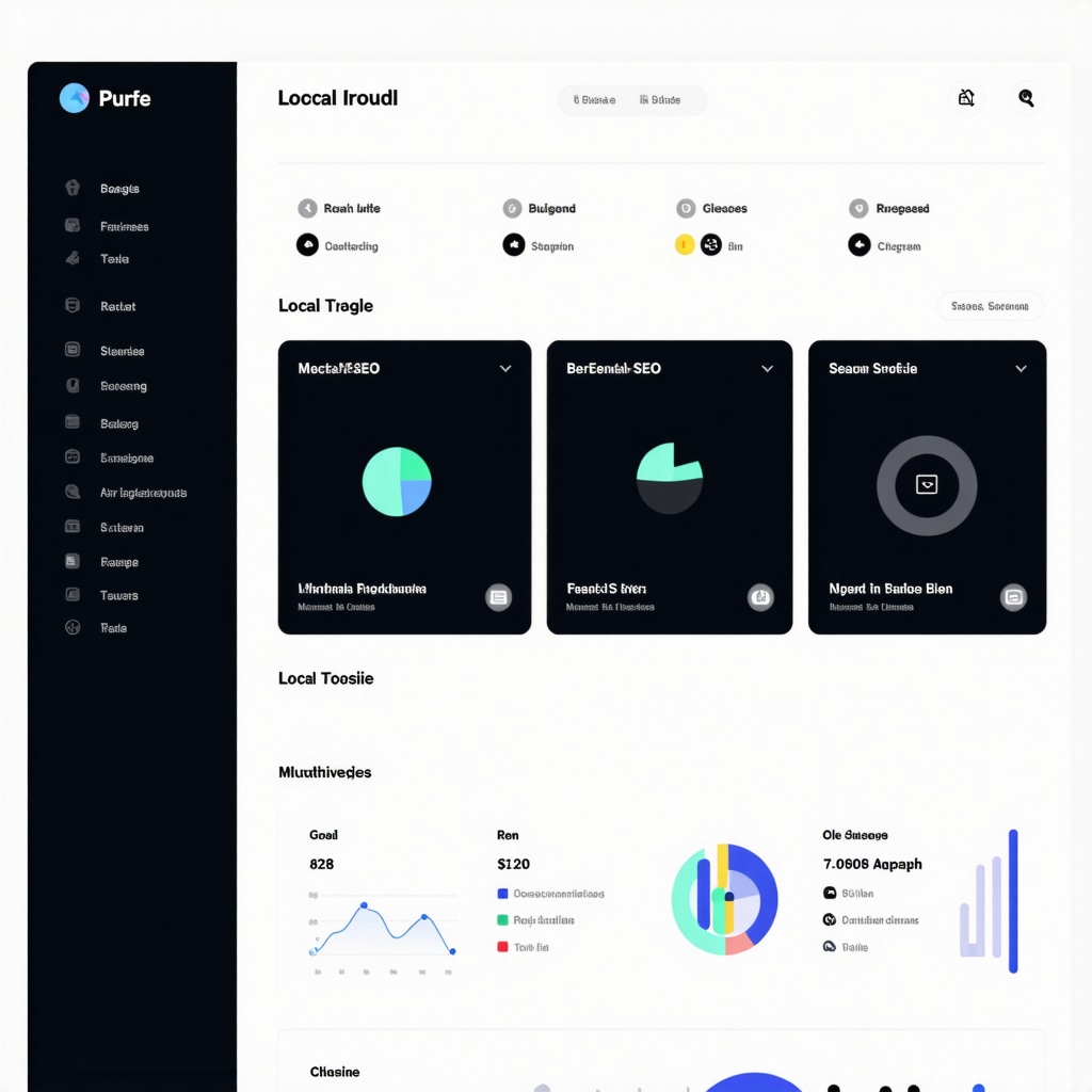 Business dashboard displaying local SEO analytics and multimedia content integration