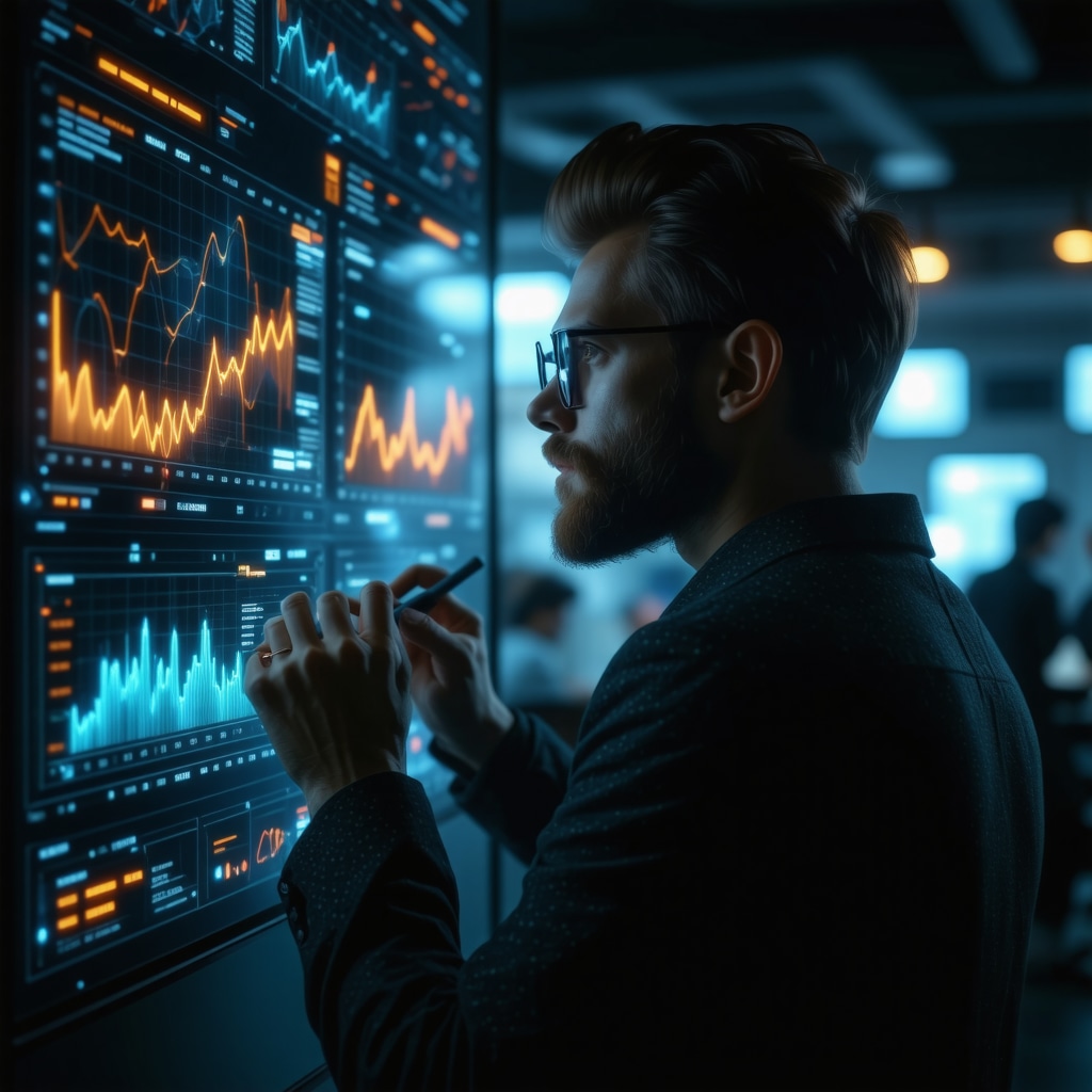 Business owner analyzing digital analytics data for local SEO