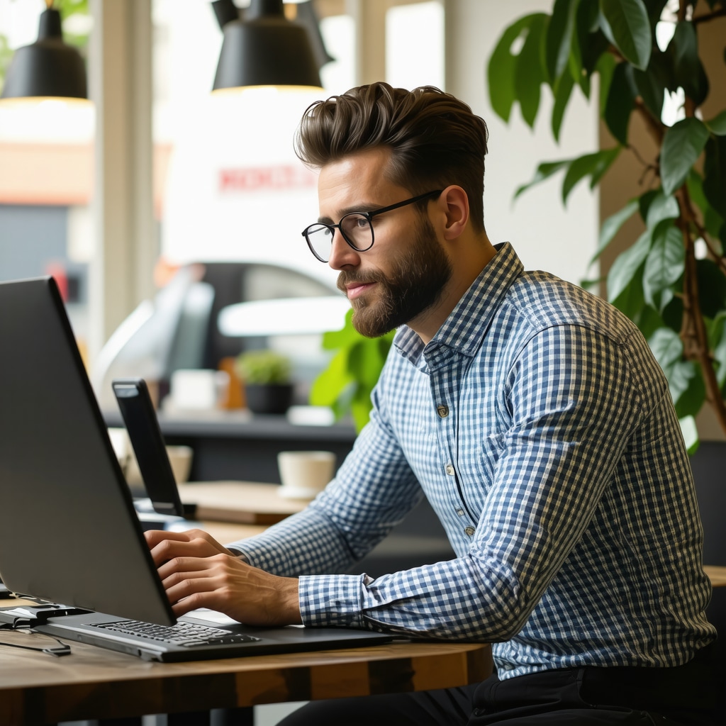 Business owner editing structured data schema on a laptop for local event promotion.