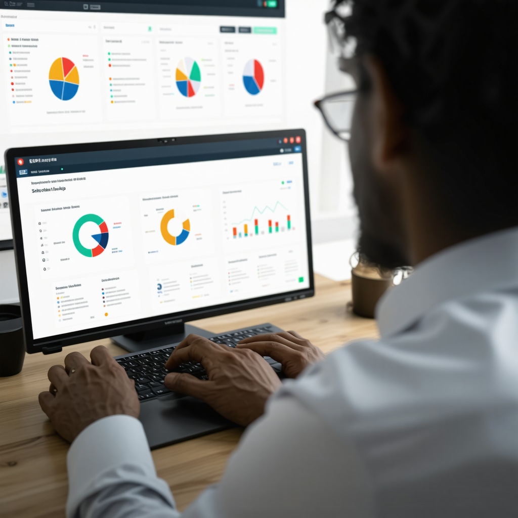 SEO analyst analyzing citation performance data on a digital dashboard.