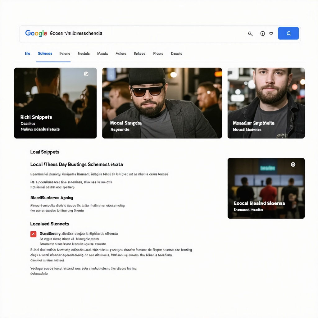 Diagram showing schema markup integration in Google's local search results with emphasis on rich snippets