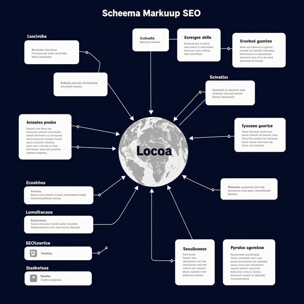 Diagram showing various schema types like LocalBusiness, Service, Product for local SEO