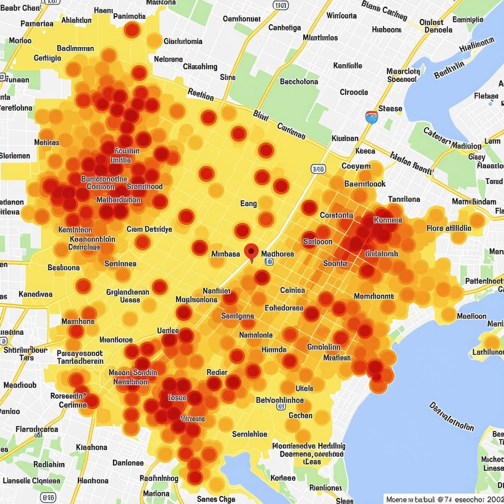 Heatmap illustrating search activity in city neighborhoods for local micro-moments