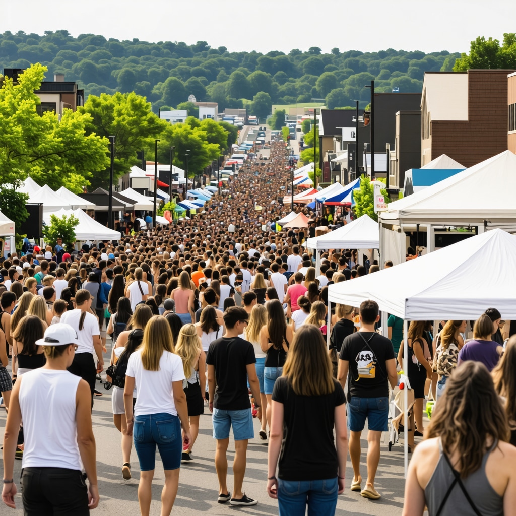 Local community gathering during a neighborhood festival