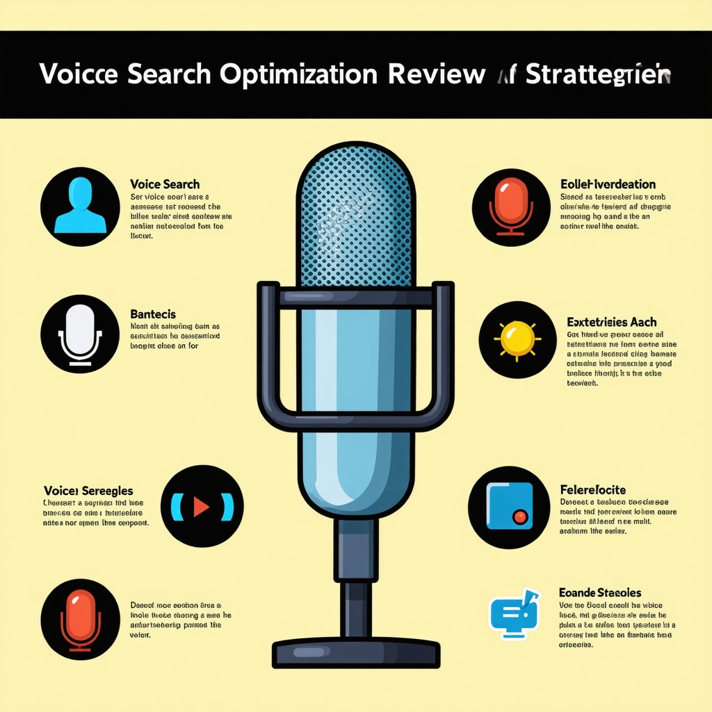 Infographic showing voice search keyword integration and review snippet tips