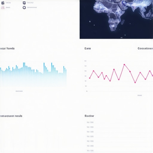 Futuristic dashboard with local consumer behavior graphs and maps