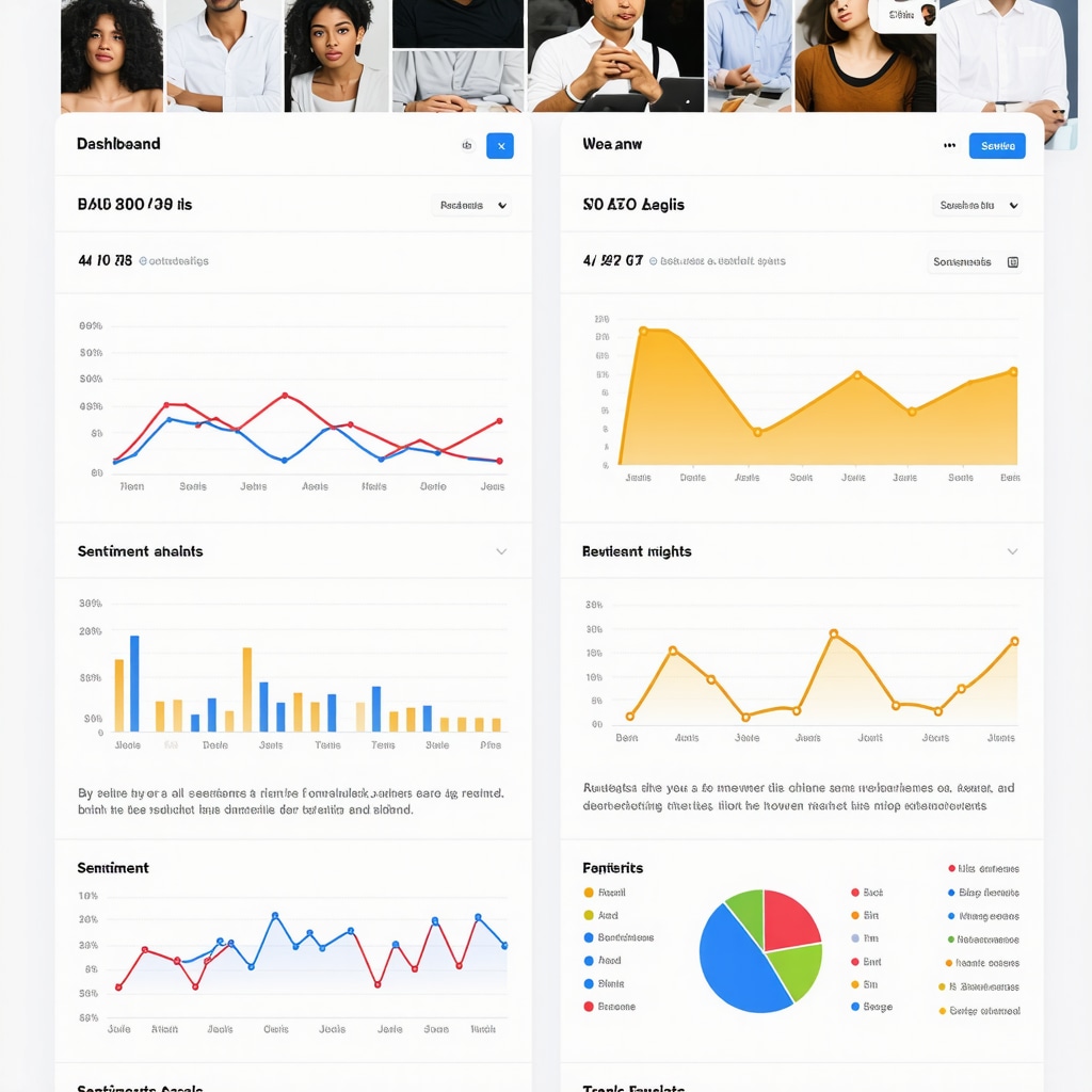 Screenshot of AI review analytics dashboard with sentiment and trend data