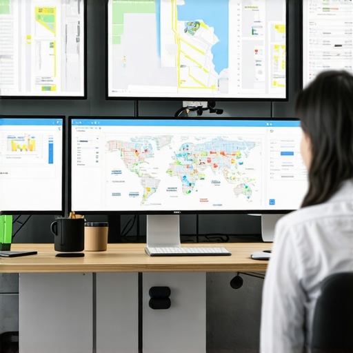 Data analytics screens displaying local search data and AI integration in marketing.