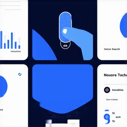 Illustration of AI analytics dashboards and voice search interfaces for local SEO
