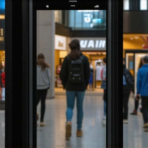Augmented reality interface overlaying city street for shopping