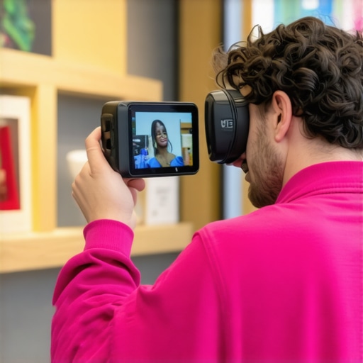 Business owner demonstrating AR product visualization in a storefront