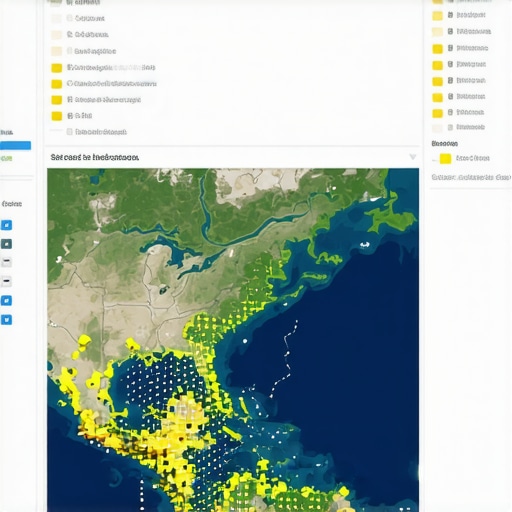 Digital map with layered local data analytics and schema markup visualization.