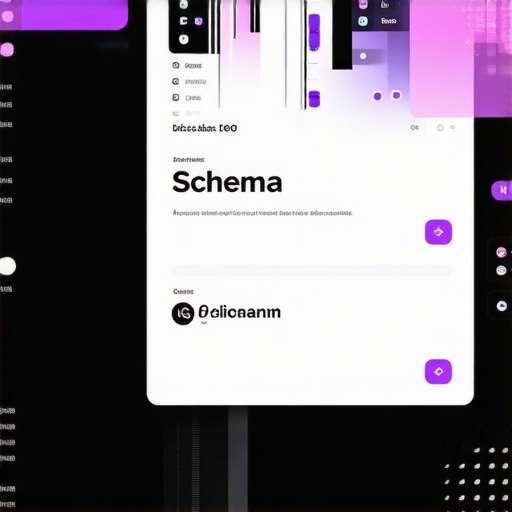 Futuristic dashboard showing local SEO analytics and schema markup tools