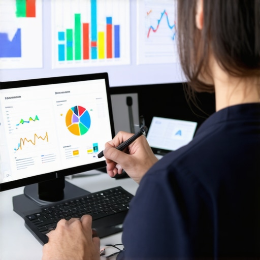 Business owner reviewing local SEO analytics and reports on a computer screen