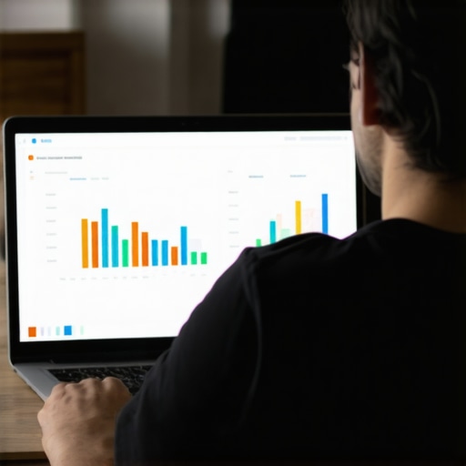 Digital marketer reviewing local SEO analytics for GMB strategy