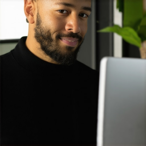Business owner working on local SEO and schema markup for GMB profile