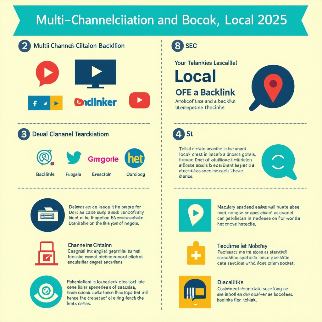 Infographic showing interconnected citation sources and backlink channels for local SEO