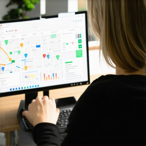 Business owner reviewing local SEO analytics and Google Maps data