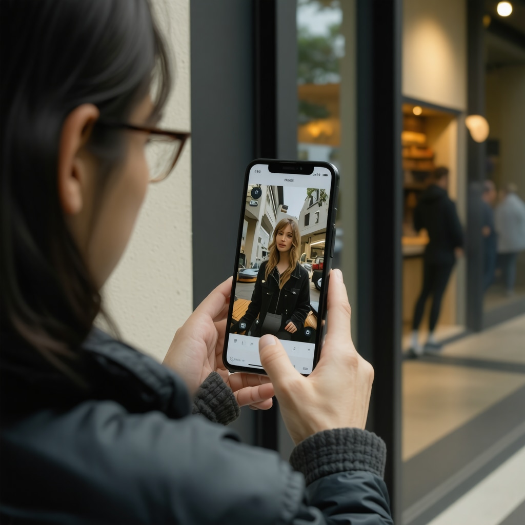 User engaging with a local business AR experience on a smartphone