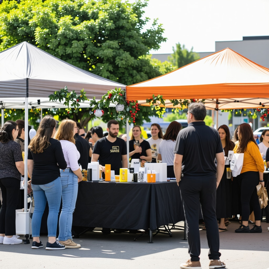 Local community event showcasing small businesses and residents participating in festivities.