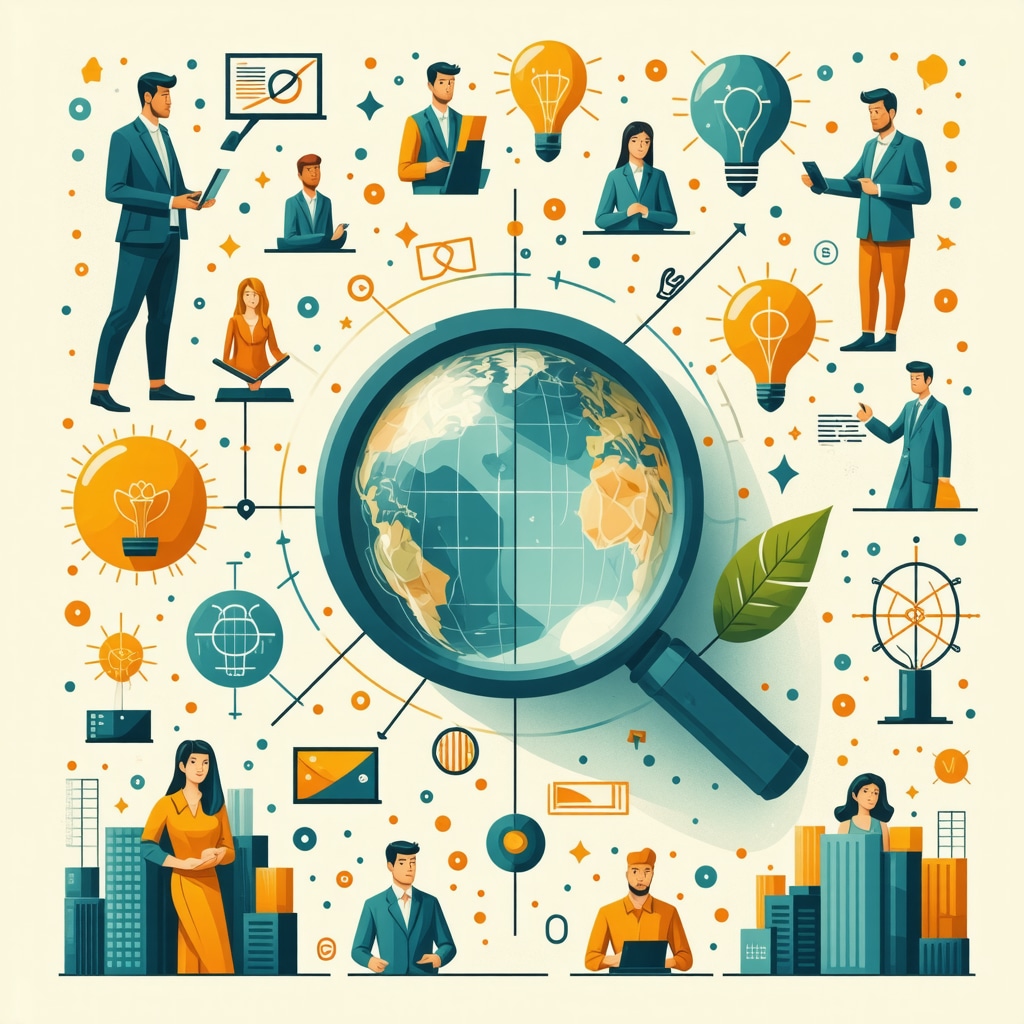 Illustration of advanced local SEO techniques, semantic search, and community involvement