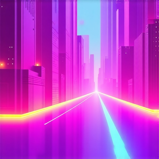 Urban scene with digital marketing overlays and community interactions