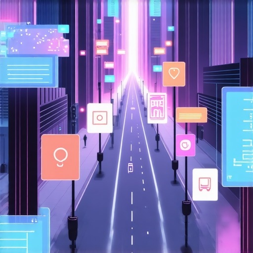 Digital cityscape illustrating AR and geofencing for hyperlocal marketing.