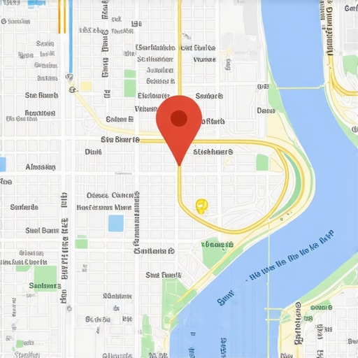 City map highlighting geofencing marketing zones