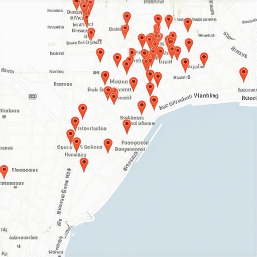 Map showing local business locations with demographic overlays