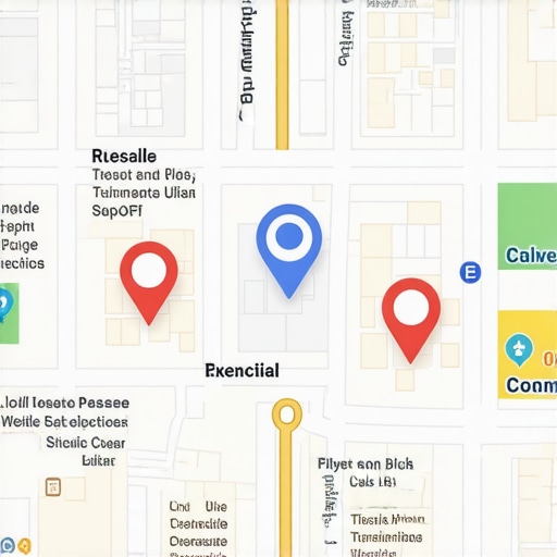 Map showing local business locations with digital marketing icons.