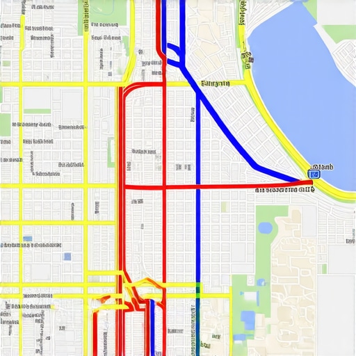 Map with heatmaps indicating high foot traffic areas relevant to local businesses.