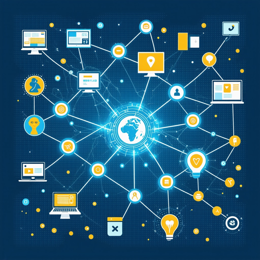 Illustration of local businesses and media forming backlinks