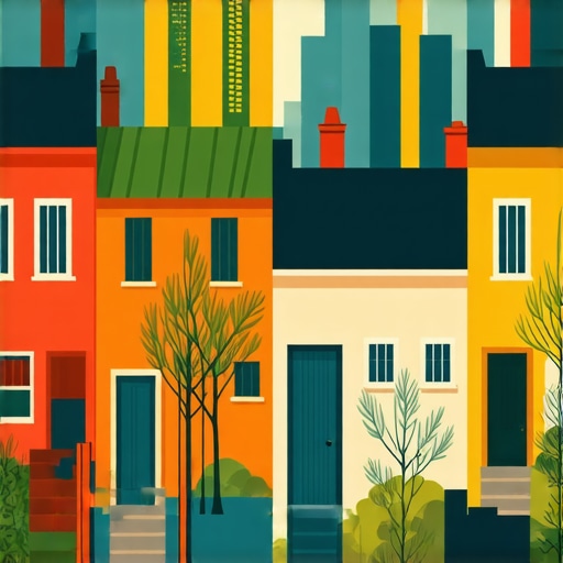Neighborhood with local businesses and community events