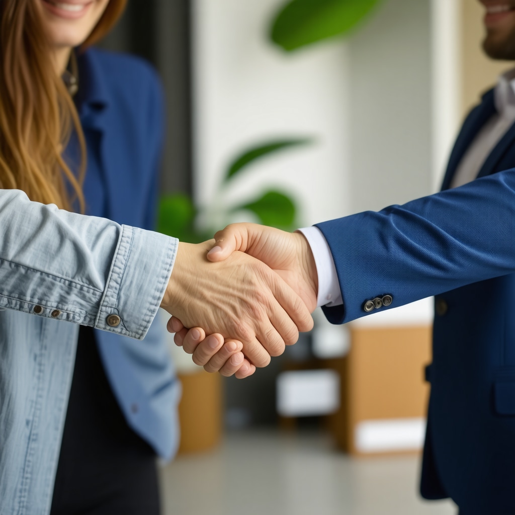 Business owner collaborating with community leader for local SEO